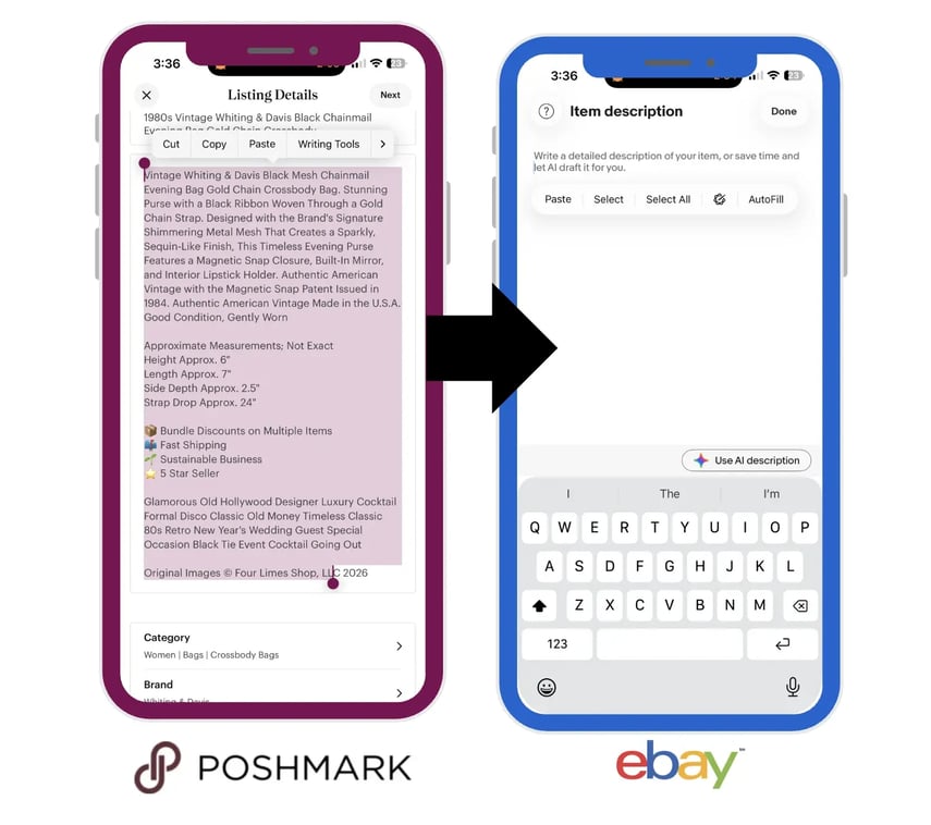 Crosslist from Poshmark to eBay