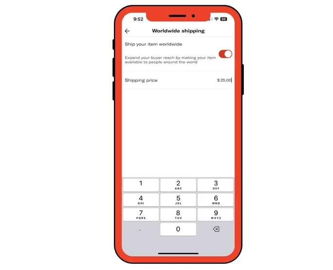 Depop International Shipping Mobile View