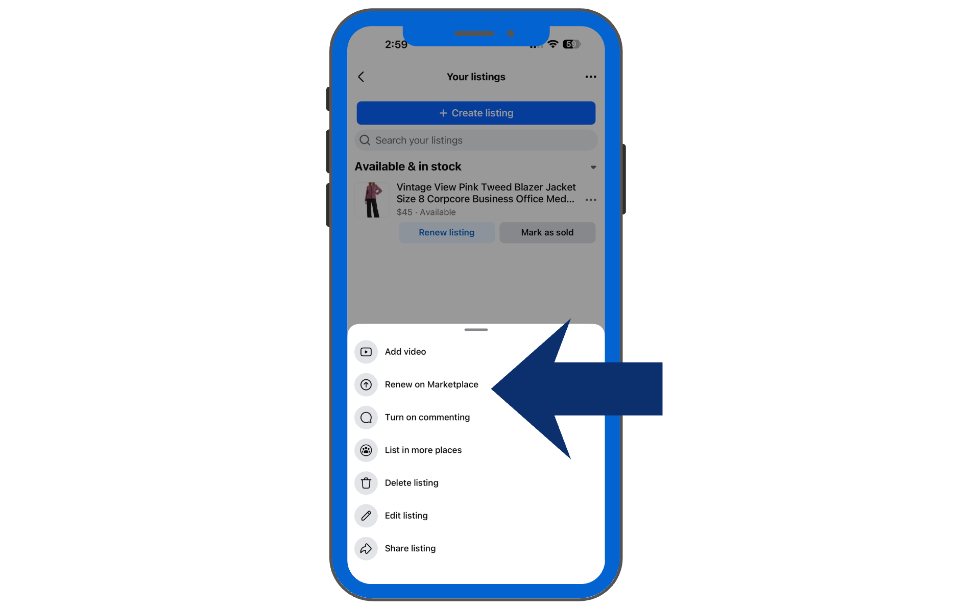 Facebook Marketplace Renew Listing Option