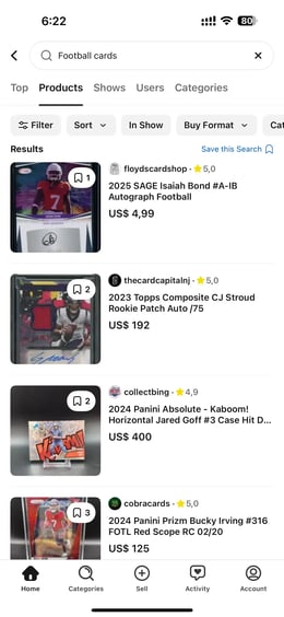 Football Cards on whatnot