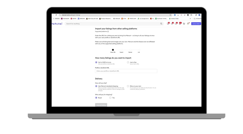 Mercari Import Listing Tool View 1