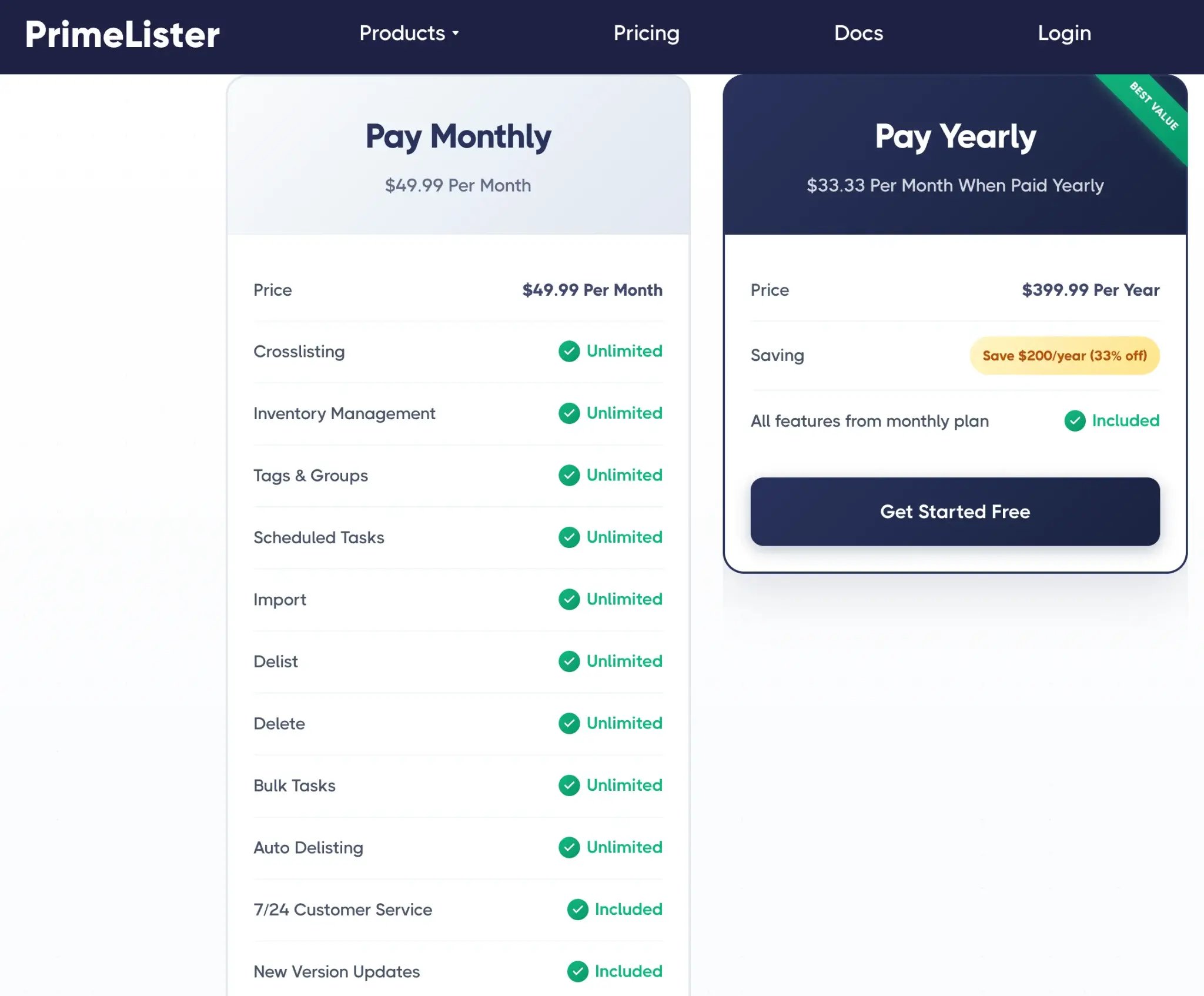 PrimeLister Pricing Structure