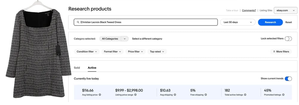 eBay Research Product View